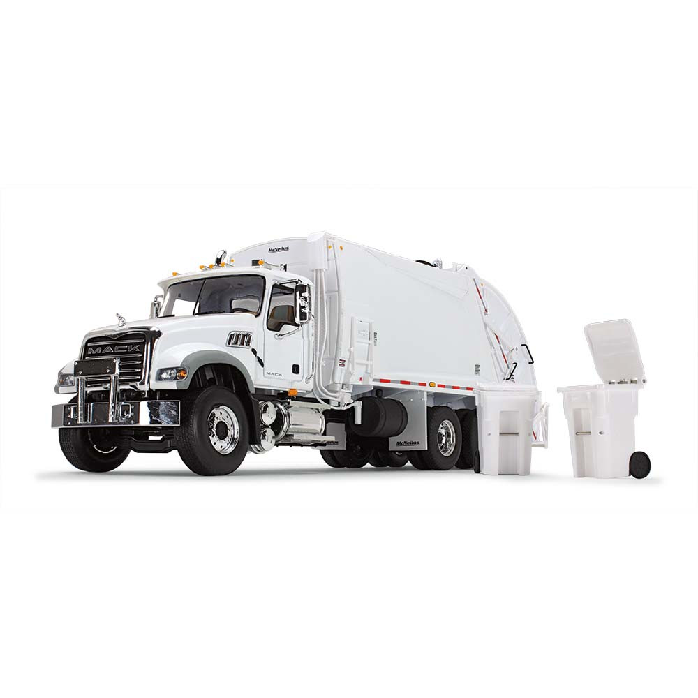 10-4213: White/White
1/34 scale Mack Granite MP with McNeilus Rear Loader & Trash Carts