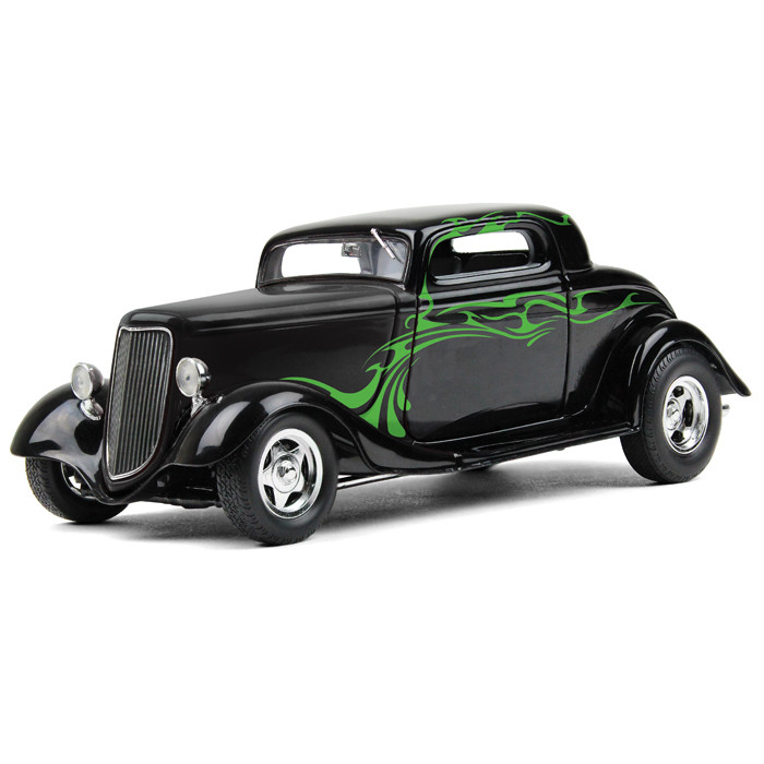 40-0382: Black/Lime Green 
1/25 scale 1934 Ford Coup Street Rod Diecast Replica