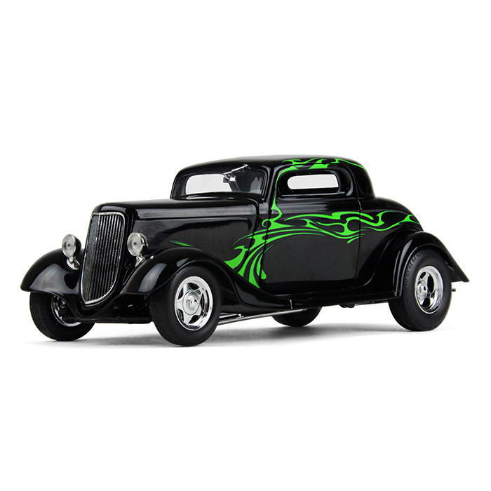 40-0382: Black/Lime Green 
1/25 scale 1934 Ford Coup Street Rod Diecast Replica