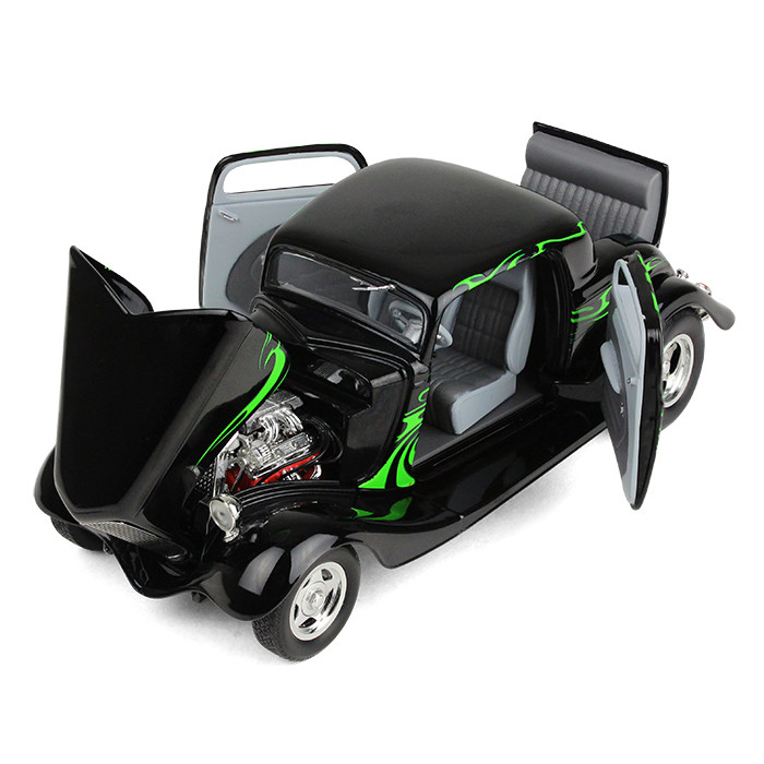 40-0382: Black/Lime Green 
1/25 scale 1934 Ford Coup Street Rod Diecast Replica