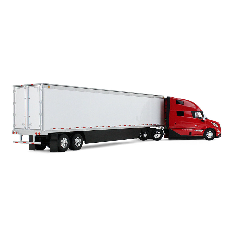 Red/White Volvo VNL 860 High-Roof Sleeper & 53' Trailer with Skirts