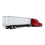 Red/White Volvo VNL 860 High-Roof Sleeper & 53' Trailer with Skirts
