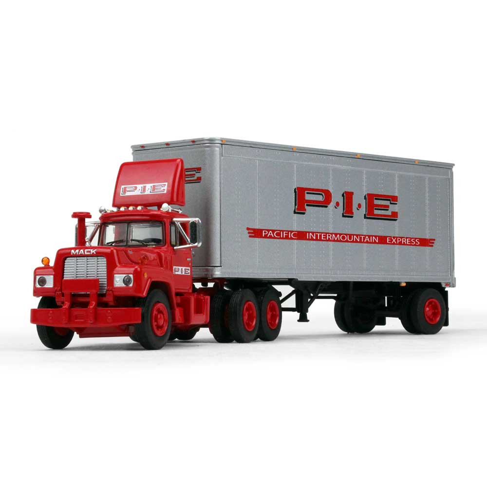 60-0266: Fallen Flag 6 Pacific Intermountain Express (P.I.E.) 
1/64 scale Mack R-Model Day Cab and 28' Pup Trailer