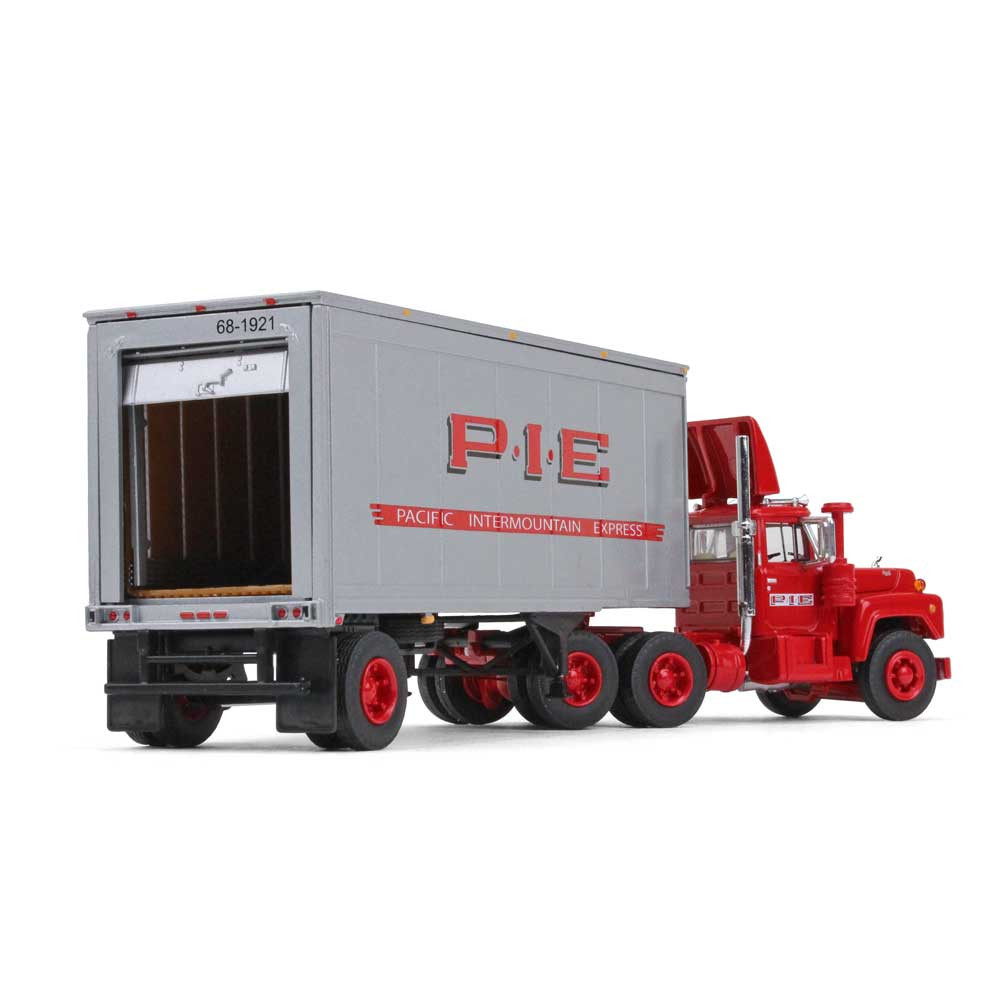 60-0266: Fallen Flag 6 Pacific Intermountain Express (P.I.E.) 
1/64 scale Mack R-Model Day Cab and 28' Pup Trailer