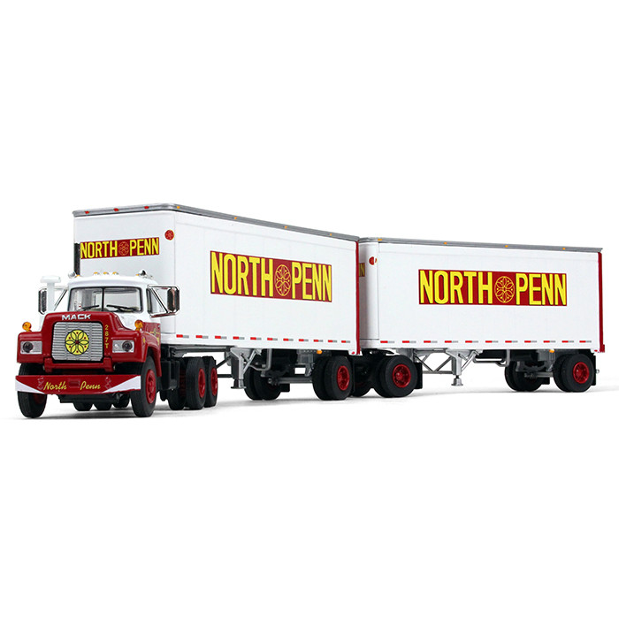 60-0287: Fallen Flag #10 North Penn Transfer 
1/64 scale Mack R-Model Day Cab and Dual 28' Pup Trailers