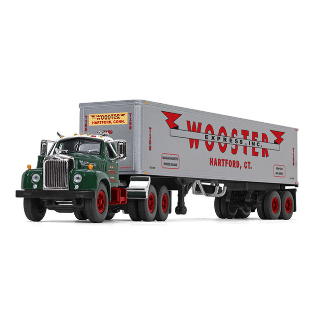 60-0410: Fallen Flag #15 Wooster Express Inc. 
1/64 scale Mack B-61 Day Cab and 40' Vintage Trailer Diecast Replica