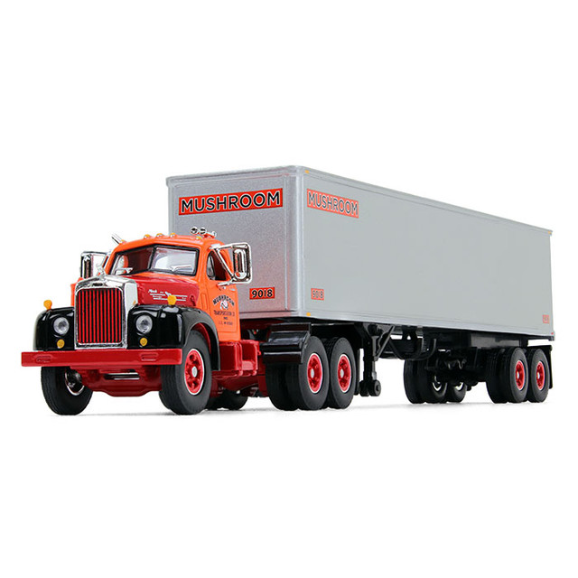 60-0422: Fallen Flag #19 Mushroom Transportation 
1/64 scale Mack B-61 Day Cab and 40' Vintage Trailer