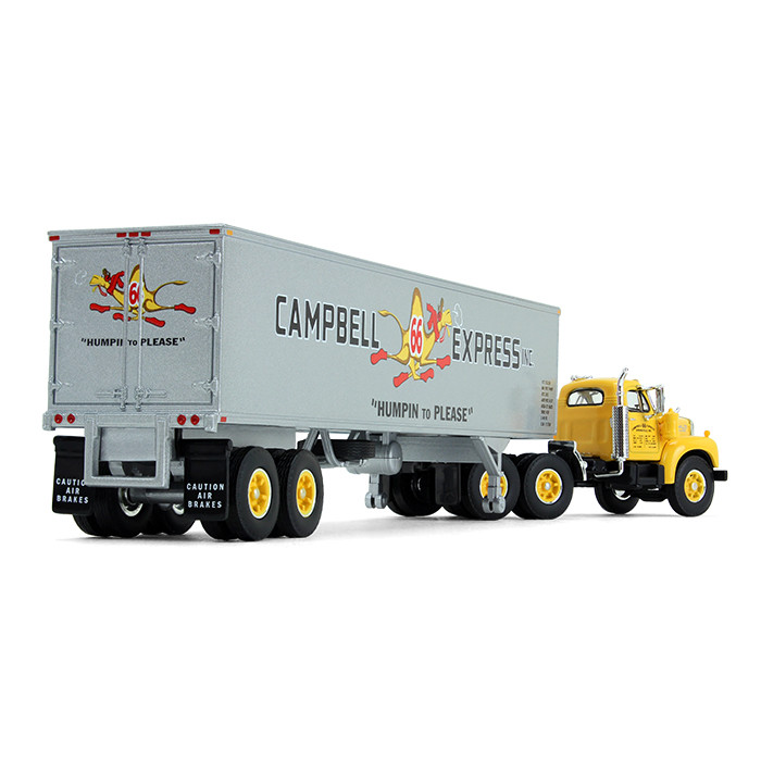 60-0423: Fallen Flag #21 Campbell Express Inc. 
1/64 scale Mack B-61 Day Cab and 40' Vintage Reefer Trailer