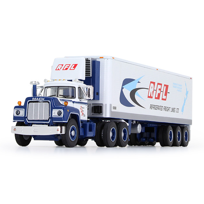 60-0632: Fallen Flag #31 RFL (Refrigerated Freight Lines) 
1/64 scale Mack R Day Cab and 40' Vintage Reefer Trailer