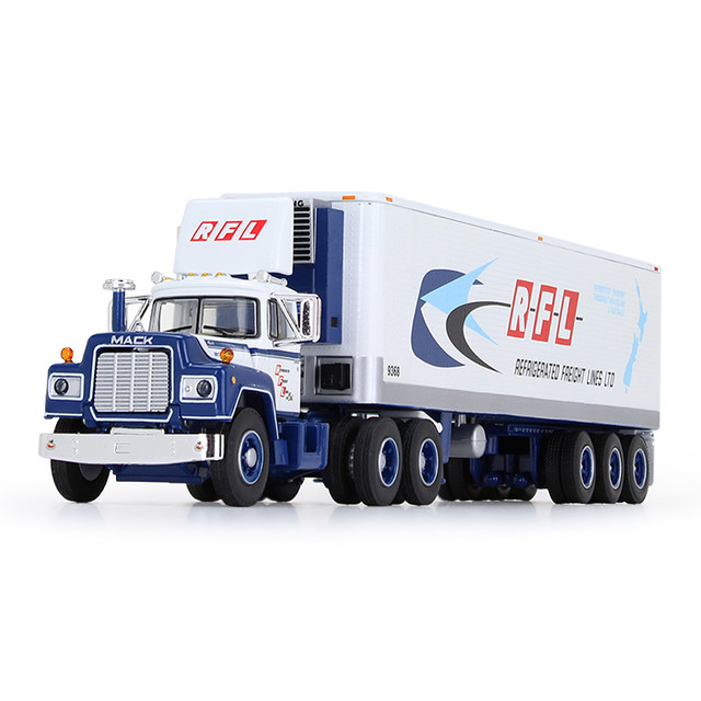60-0632: Fallen Flag #31 RFL (Refrigerated Freight Lines) 
1/64 scale Mack R Day Cab and 40' Vintage Reefer Trailer