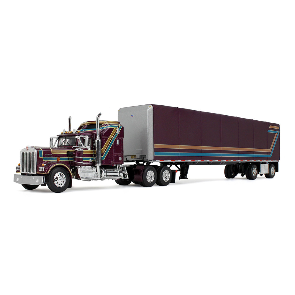 Plum Kenworth W900A & 53' Utility Roll Tarp Trailer