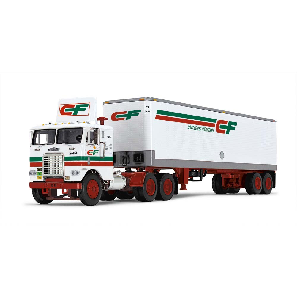 60-1757: Fallen Flag #49: Consolidated Freightways
1/64 scale White Freightliner® COE with 40' Vintage Trailer
