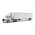 White/White Freightliner Fifth Generation Cascadia Day Cab & 53' Utility Trailer with Skirts