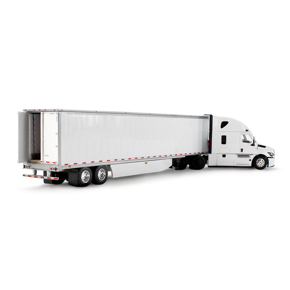 White/White Freightliner Fifth Generation Cascadia Raised Roof Sleeper & 53' Utility Trailer with Skirts