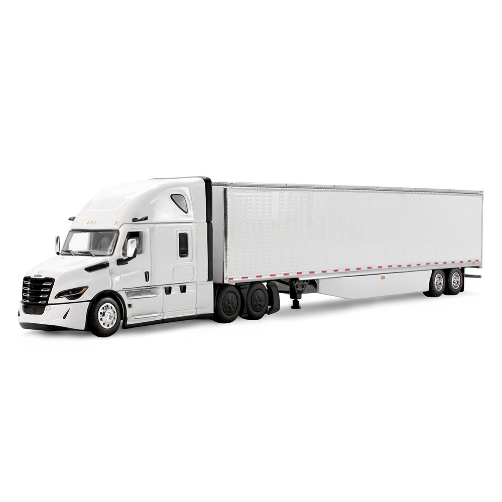 White/White Freightliner Fifth Generation Cascadia Raised Roof Sleeper & 53' Utility Trailer with Skirts
