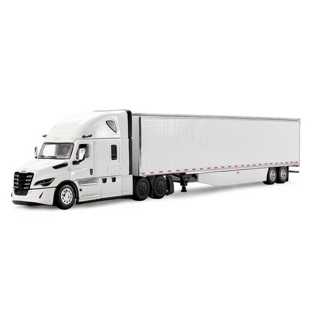 White/White Freightliner Fifth Generation Cascadia Raised Roof Sleeper & 53' Utility Trailer with Skirts