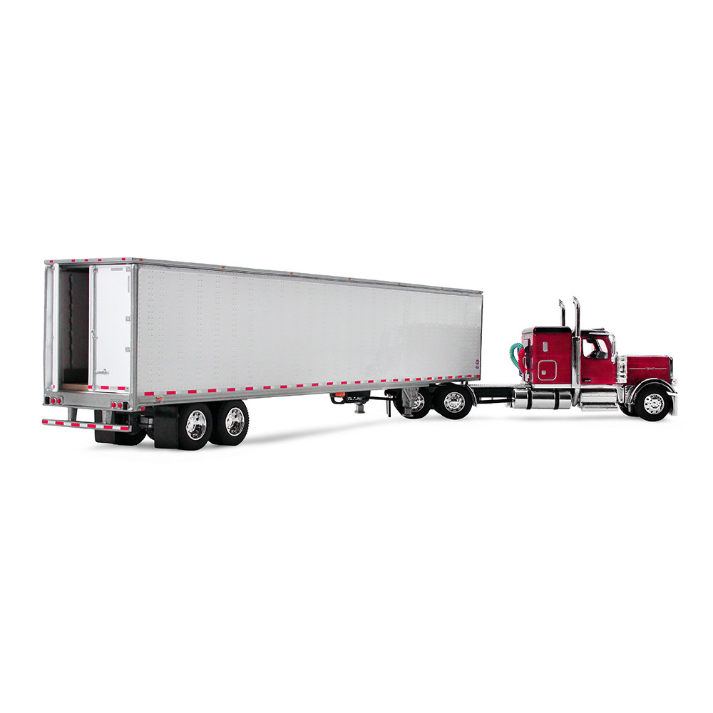 Legendary Red Peterbilt Model 589 with 58" Flat Top Sleeper & 53' Utility Trailer