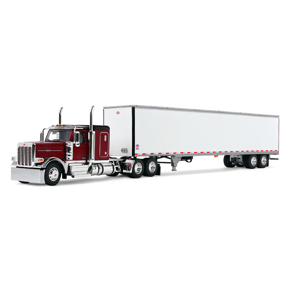 Legendary Red Peterbilt Model 589 with 58" Flat Top Sleeper & 53' Utility Trailer