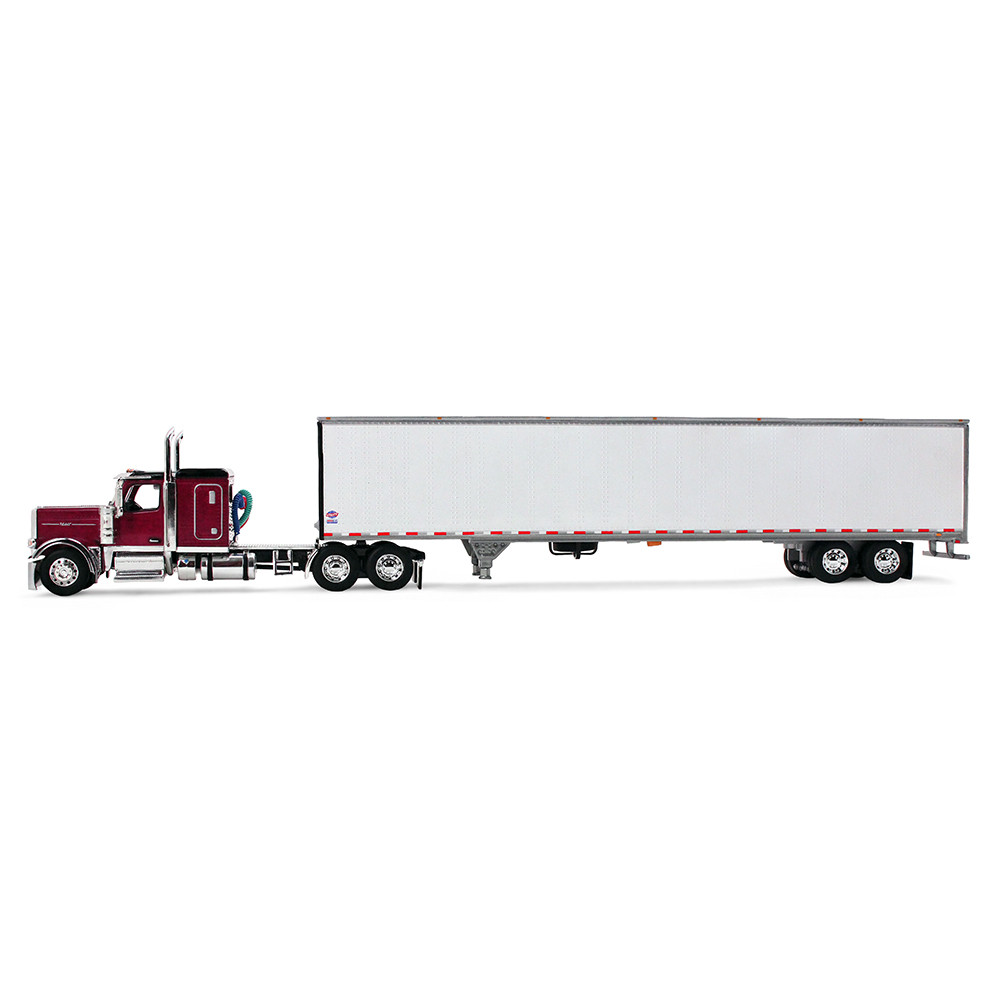 Legendary Red Peterbilt Model 589 with 58" Flat Top Sleeper & 53' Utility Trailer
