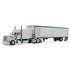 White/Green Peterbilt Model 389 with 63" Mid-Roof Sleeper & 53' Utility Trailer