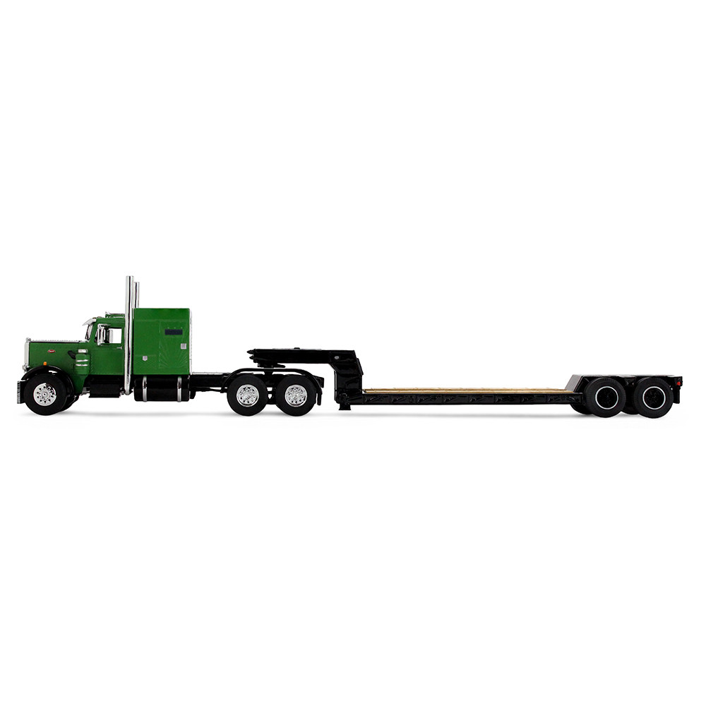 Green/Black Peterbilt Model 351 with 60" Vintage Sleeper & Rogers Vintage Lowboy Trailer