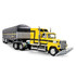 Yellow/Black Ford LTL 9000 with 60" Aerodyne Sleeper & 53' Wilson Roadbrute Flatbed Trailer with Covered Wagon
