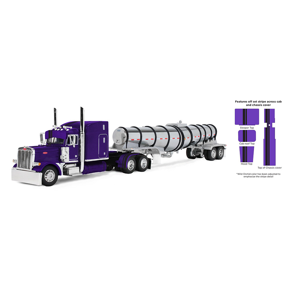 Wild Orchid Peterbilt Model 379 with 63" Mid-Roof Sleeper & Polar Deep Drop Trailer