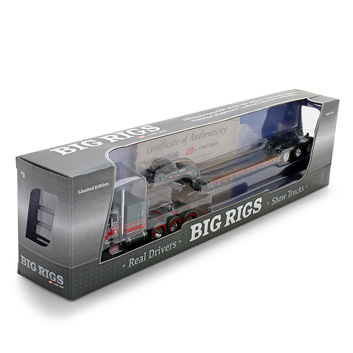 69-0900: Big Rigs #3: Hammett Excavation 
1/64 scale Peterbilt Model 389 63" Flat Top Sleeper with Fontaine Magnitude Tri-Axle Lowboy Trailer