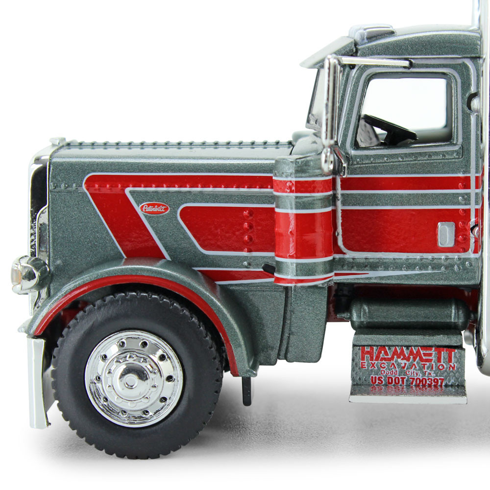 69-0900: Big Rigs #3: Hammett Excavation 
1/64 scale Peterbilt Model 389 63" Flat Top Sleeper with Fontaine Magnitude Tri-Axle Lowboy Trailer