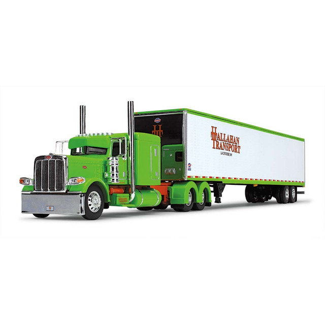 69-1329: Big Rigs #9 - Hallahan Transport
1/64 scale Peterbilt Model 389 with 63"" Flat Top Sleeper & 53' Utility Trailer