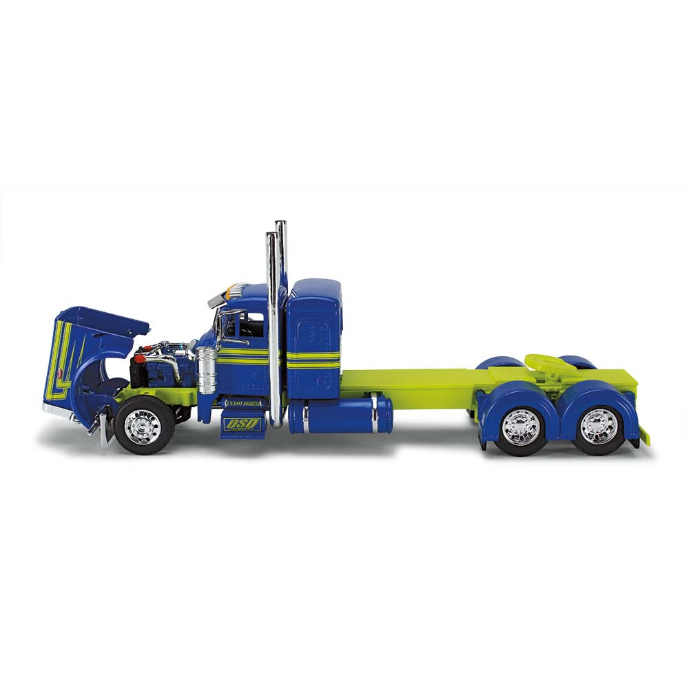 69-1679 : Big Rigs #12: DSD Transport LLC
1/64 scale Peterbilt Model 379 with 36" Flat Top Sleeper & 53' Utility Roll Tarp Trailer