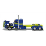 69-1679 : Big Rigs #12: DSD Transport LLC
1/64 scale Peterbilt Model 379 with 36" Flat Top Sleeper & 53' Utility Roll Tarp Trailer