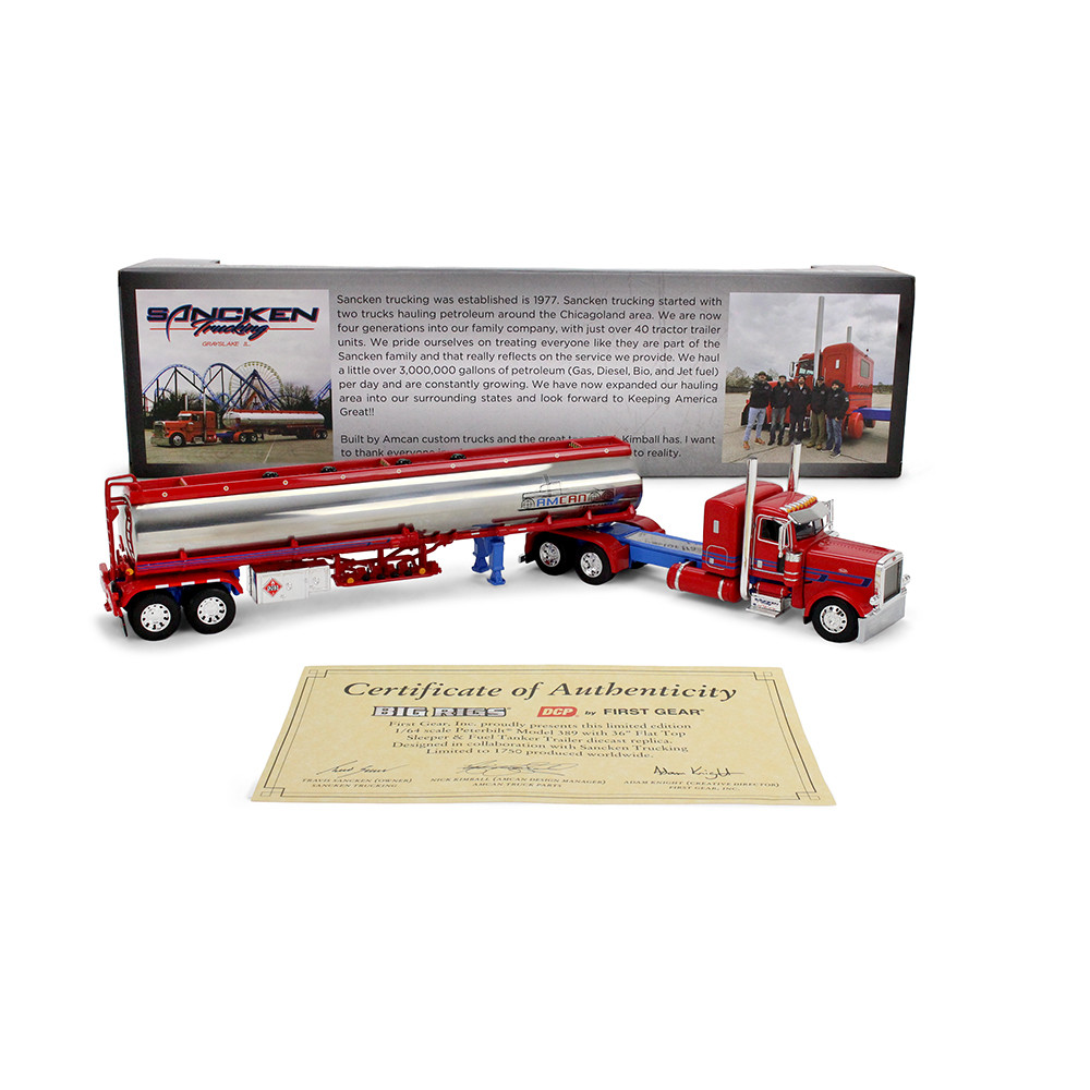Big Rigs Series II #3: Sancken Custom Truck by Amcan Peterbilt Model 389 with 36" Flat Top Sleeper & Heil Fuel Tank Trailer
