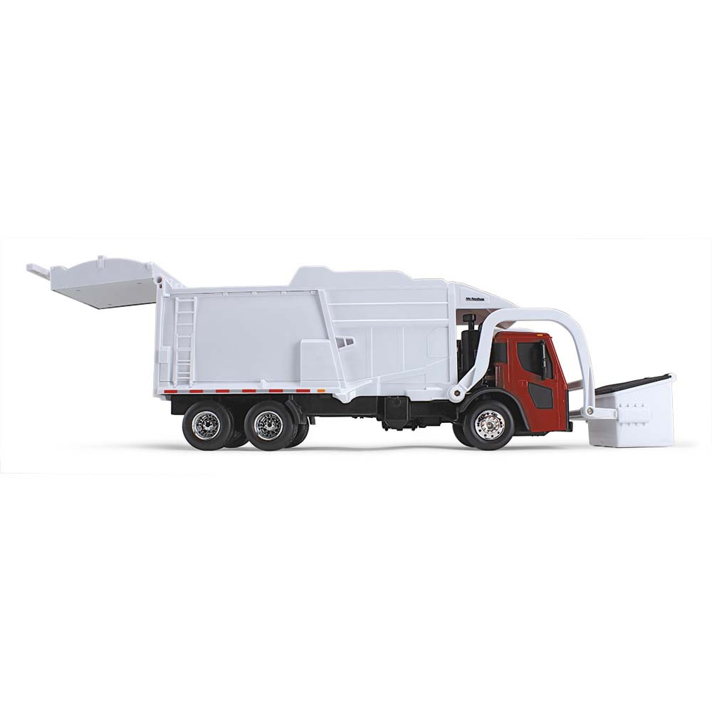 70-0624: Red/White
1/25 scale Mack LR with McNeilus Meridian Front Load Refuse Truck & Bin including lights and Sounds.