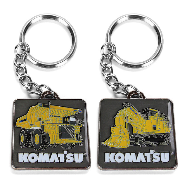 90-0592: Komatsu Mining Dump/Excavator Keychain 
Komatsu Mining Dump & Excavator Two-Sided Keychain