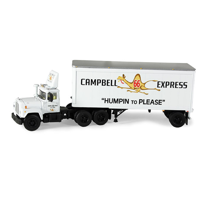 60-0254: Fallen Flag #2 Campbell 66 Express 
1/64 scale Mack R-Model Day Cab and 28' Pup Trailer