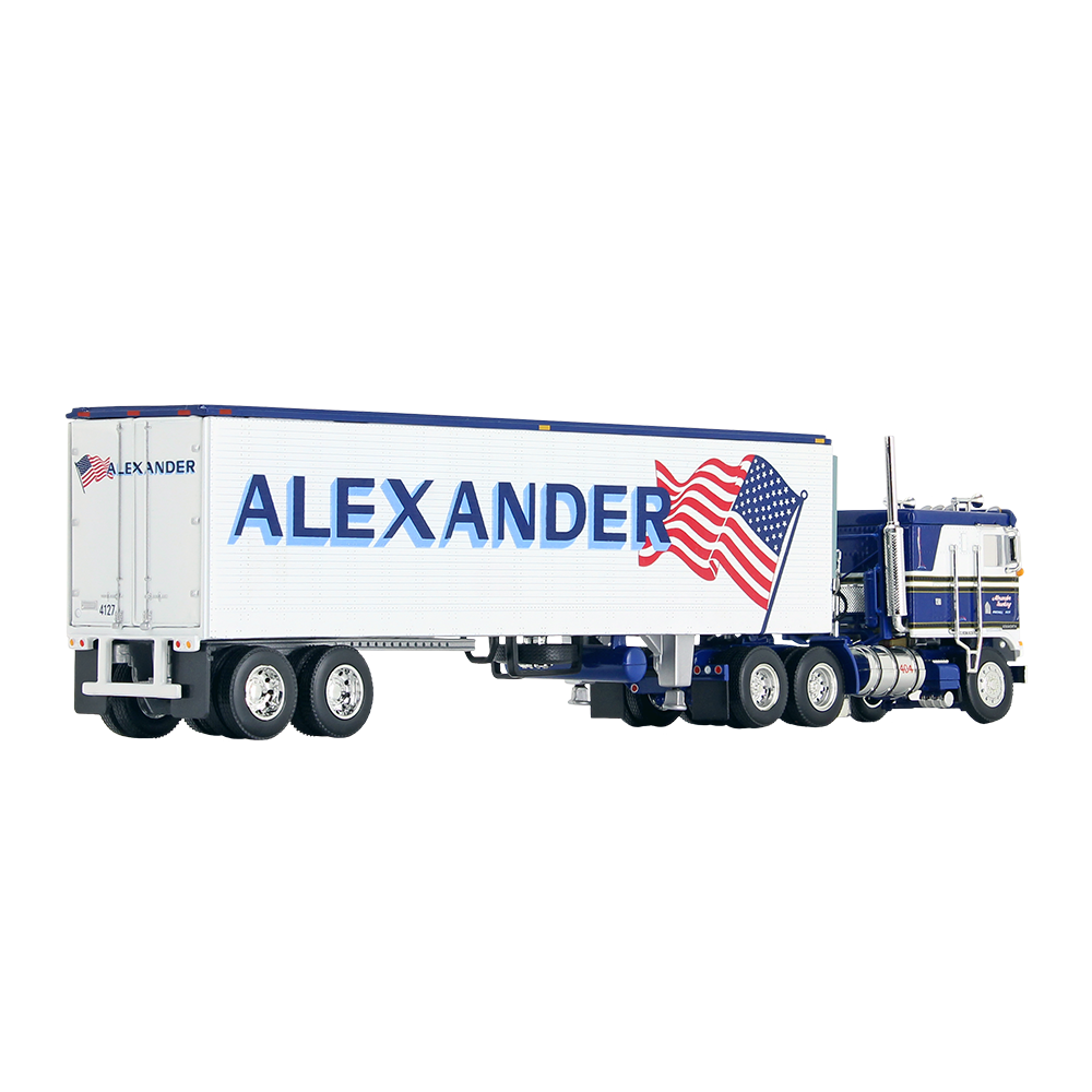 60-0846: Fallen Flag #36 Alexander Trucking 
1/64 scale Kenworth K100 COE Flattop with 40' Vintage Reefer Trailer